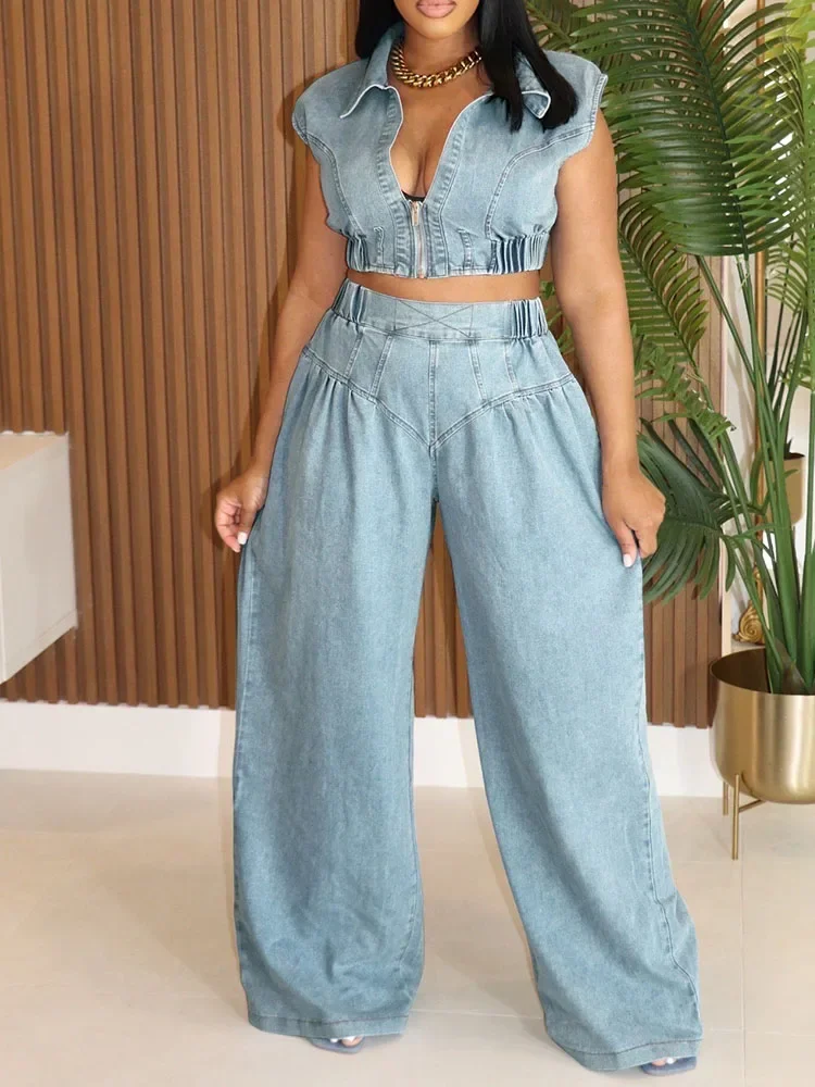 Streetwear Brand Pants - Streetwear Denim Sets Women 2 Piece