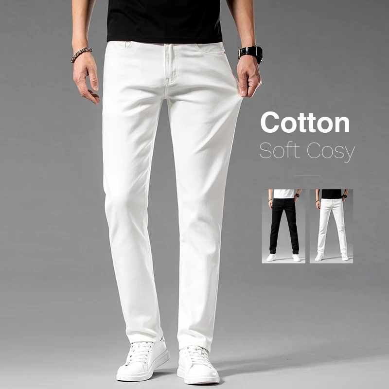 Streetwear Brand Pants - White Summer Men's Slim Jeans Classic