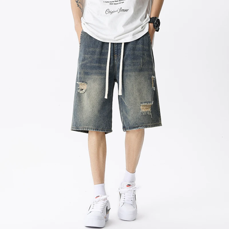 Summer Thin Denim Shorts Men's - Streetwear Brand Pants 评论和价格