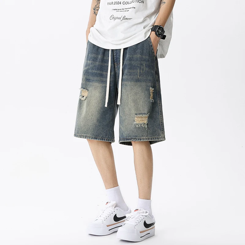 Summer Thin Denim Shorts Men's - Streetwear Brand Pants 评论和价格