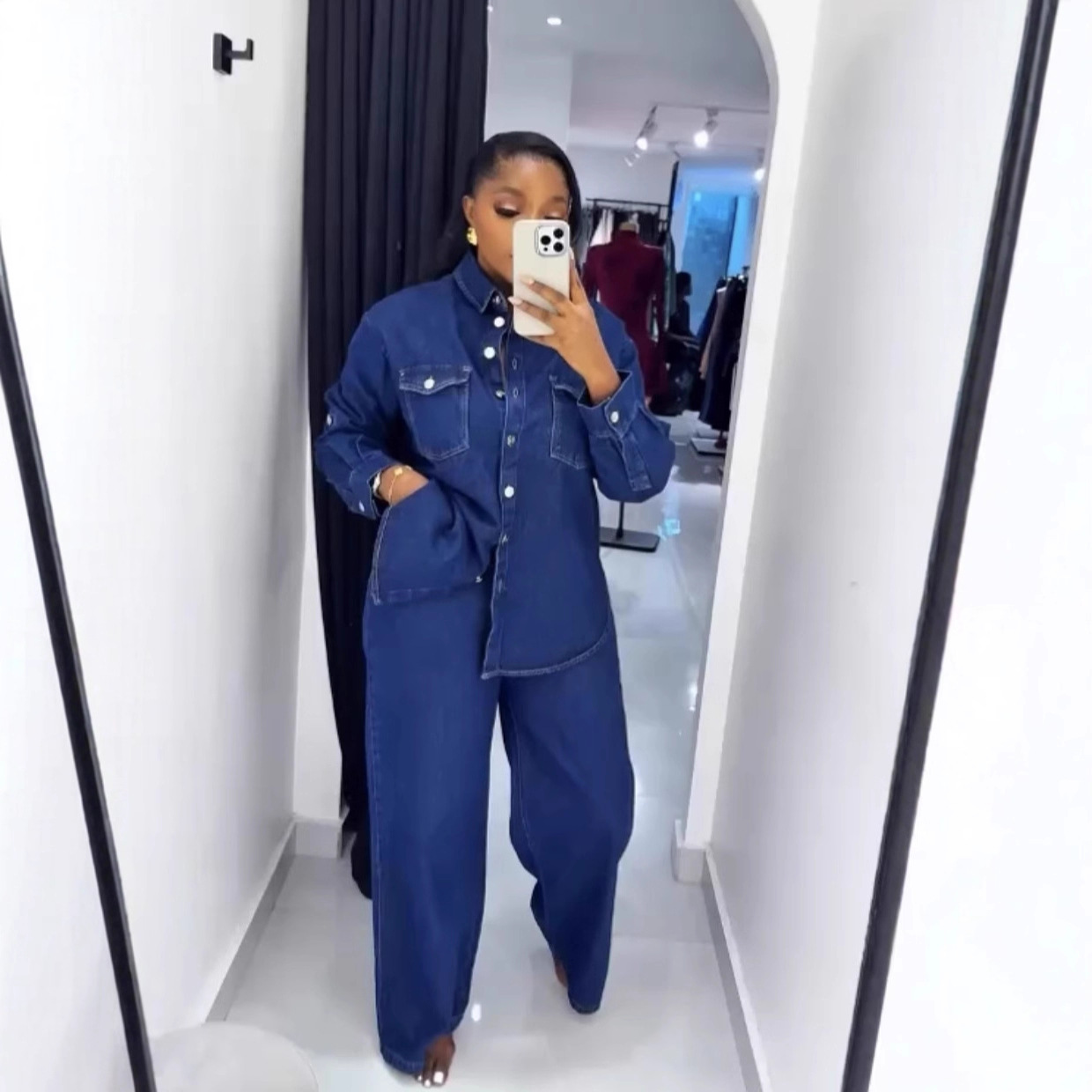 Jeans 2 Piece Sets Women Denim - Streetwear Brand Pants 评论和价格