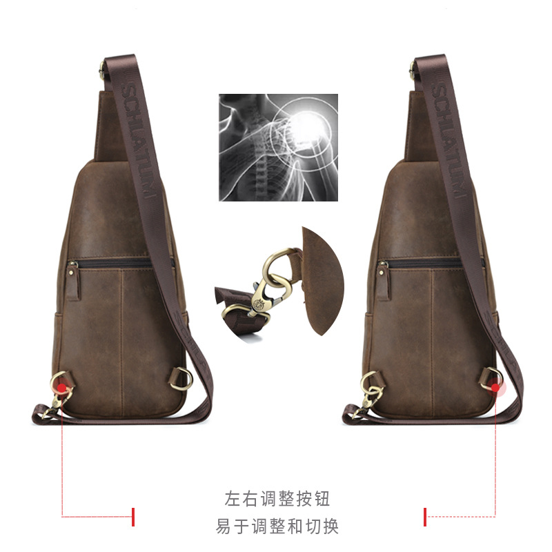 Men's Real Leather Chest Bag B - Streetwear Brand Backpack 评论和价格