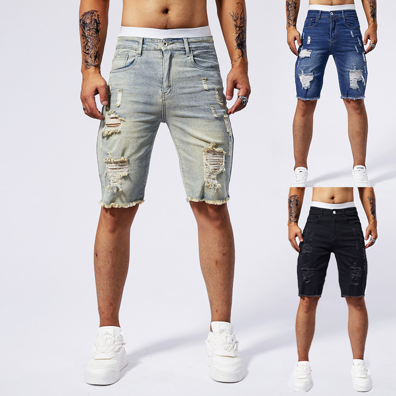 2025 Summer New Men's Ripped D - Streetwear Brand Pants 评论和价格
