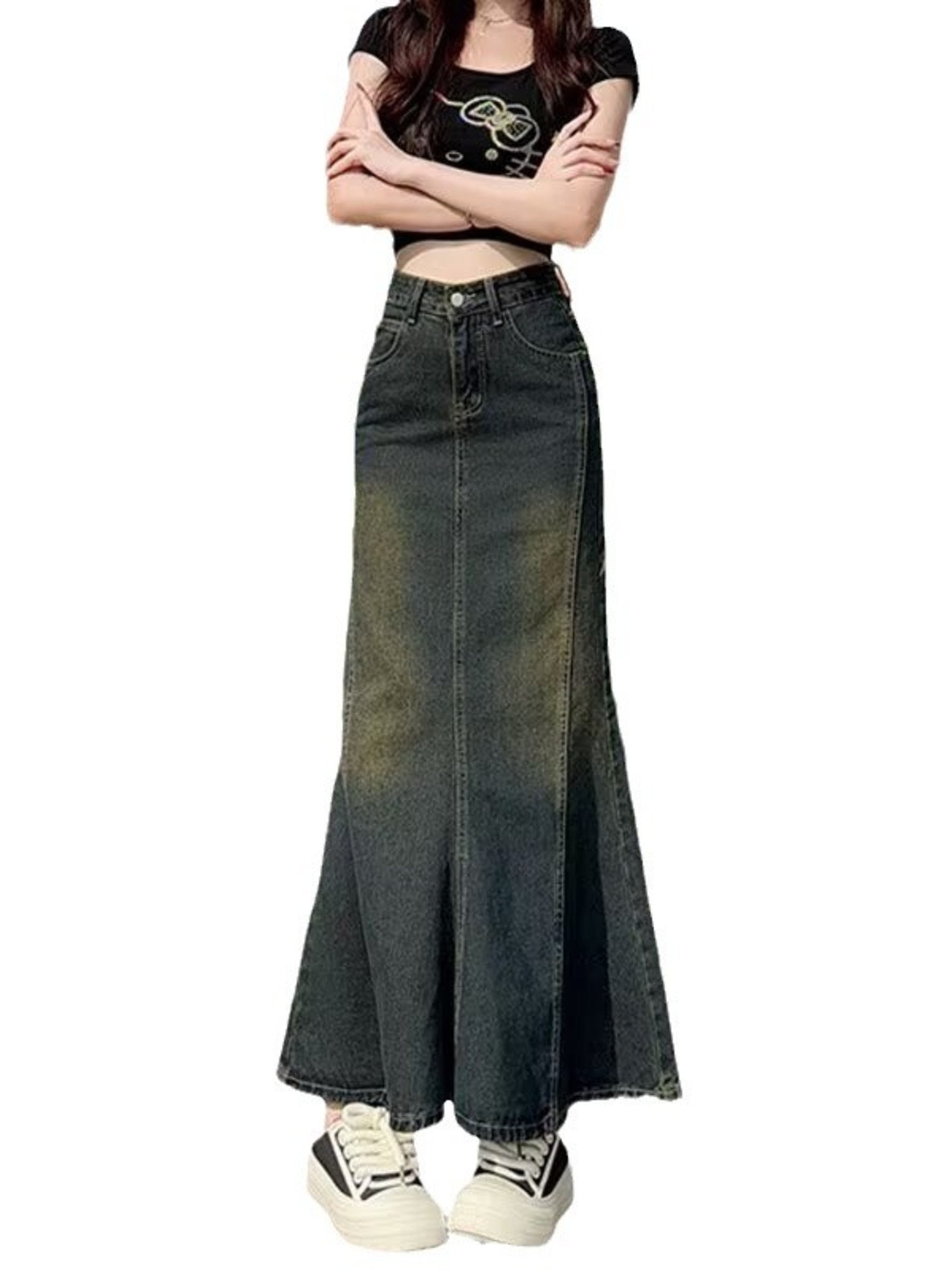 Women's Vintage Washed Denim M - Streetwear Brand Pants 评论和价格