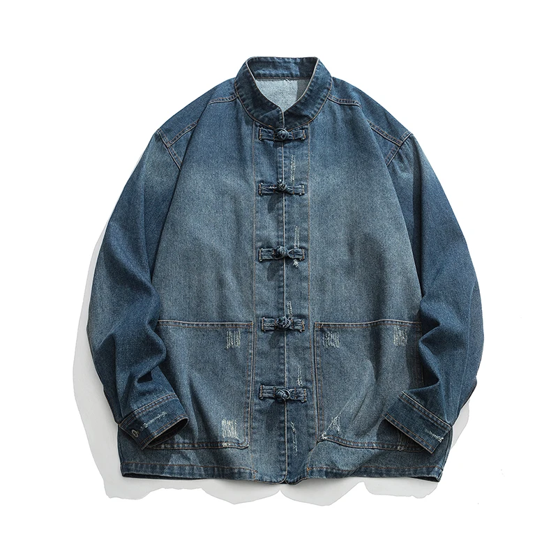 Chinese Style Denim Jacket Men - Streetwear Brand Pants 评论和价格