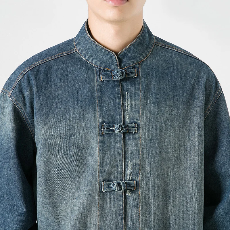Chinese Style Denim Jacket Men - Streetwear Brand Pants 评论和价格
