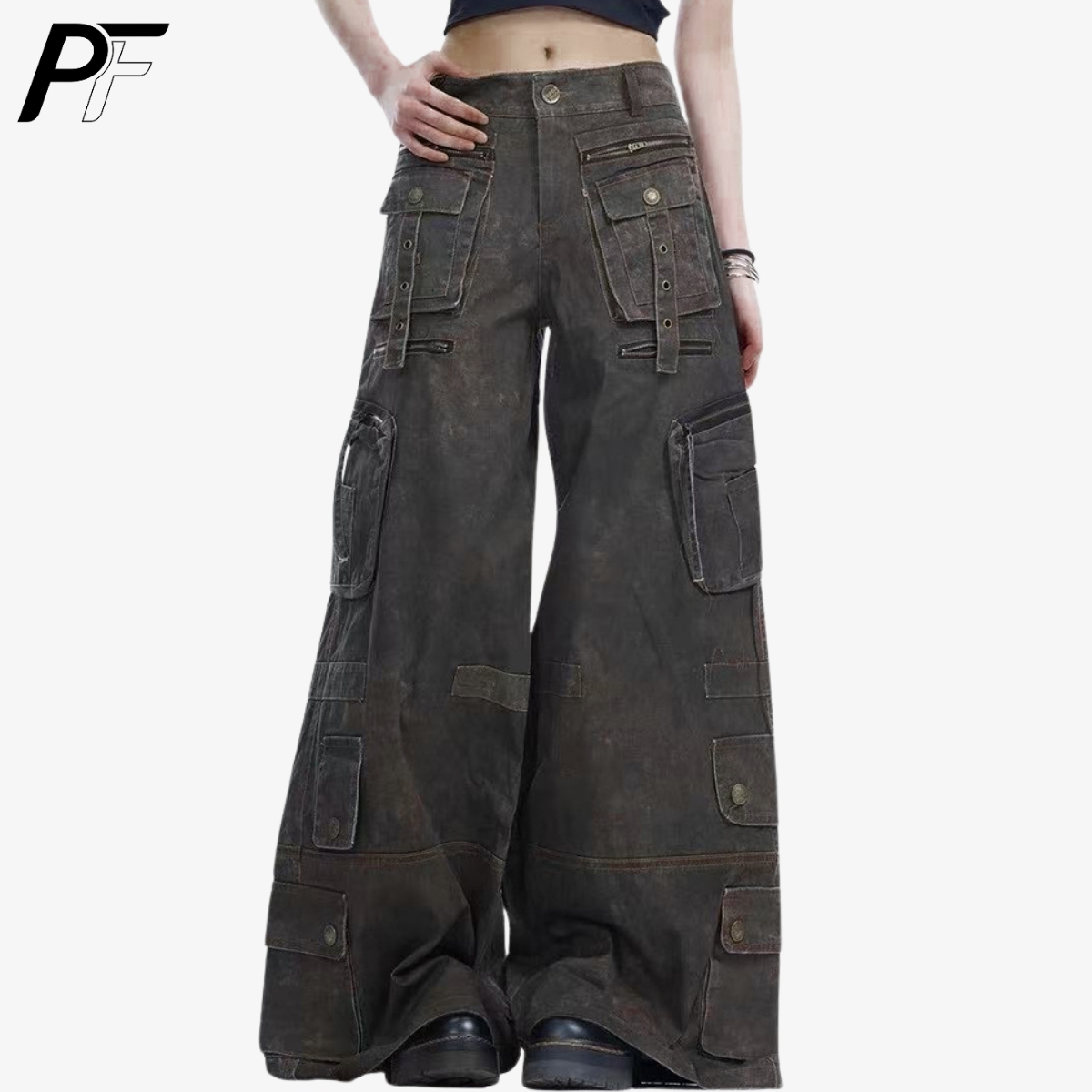 Grunge Techwear Wide Leg Cargo - Streetwear Brand Pants 评论和价格