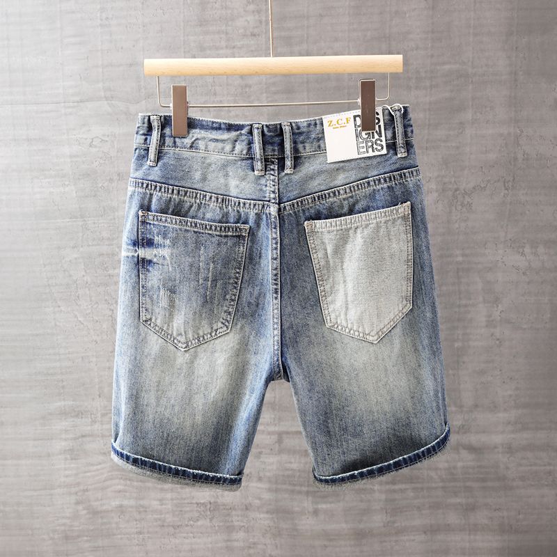 Men's Short Jeans Pants with P - Streetwear Brand Pants 评论和价格