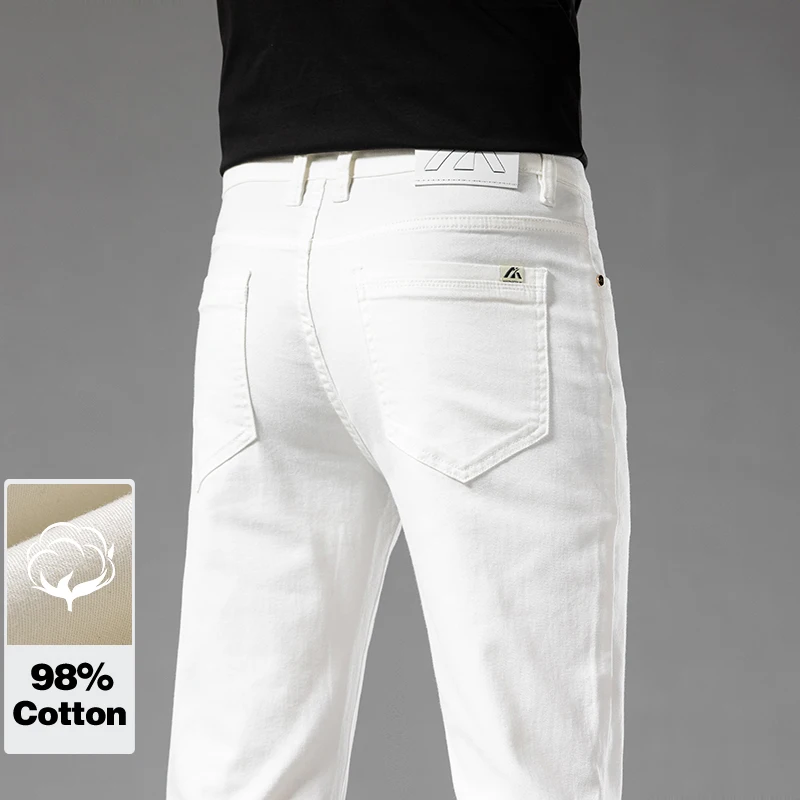 White Summer Men's Slim Jeans  - Streetwear Brand Pants 评论和价格